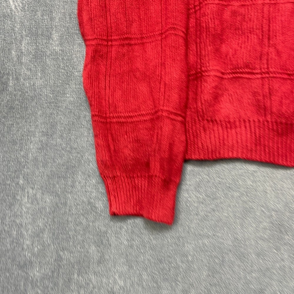 Arrow Sweater Mens Medium Red Windowpane Long Sleeve Knitted Winter Crew Neck - Picture 9 of 10